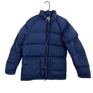 Vtg Sierra Designs Down Puffer Jacket Small Blue Outdoors Full Zip Cedar Tag 70s